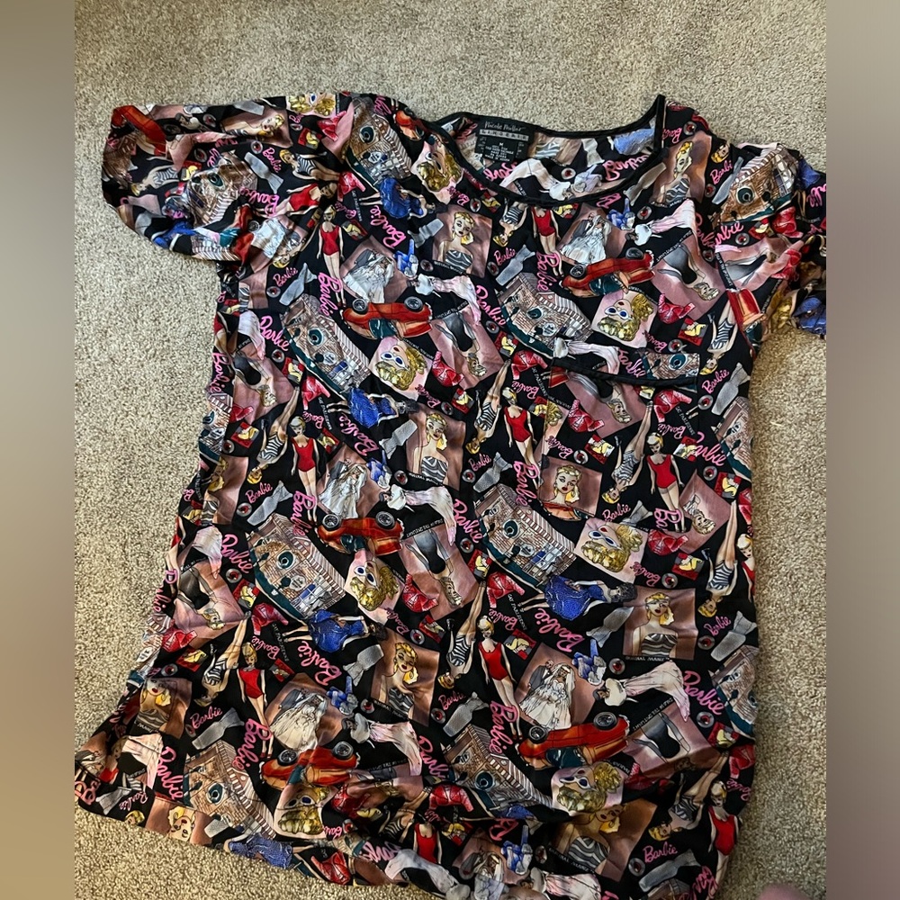 nicole miller 100% silk lingerie night shirt barbie theme